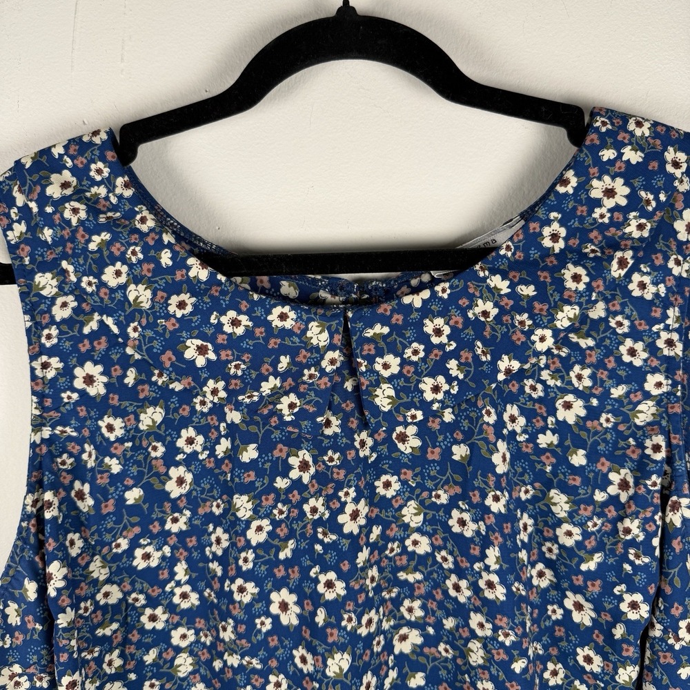 Floral Sleeveless 2X Blue Floral‎ Blouse Tank Top Womens Cottagecore Peasant - Picture 6 of 11